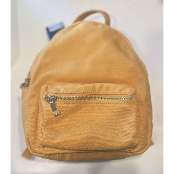 New Forever 21 Orange Zip Pocket Adjustable Straps 10.6" tall Cotton Backpack - Picture 1 of 6
